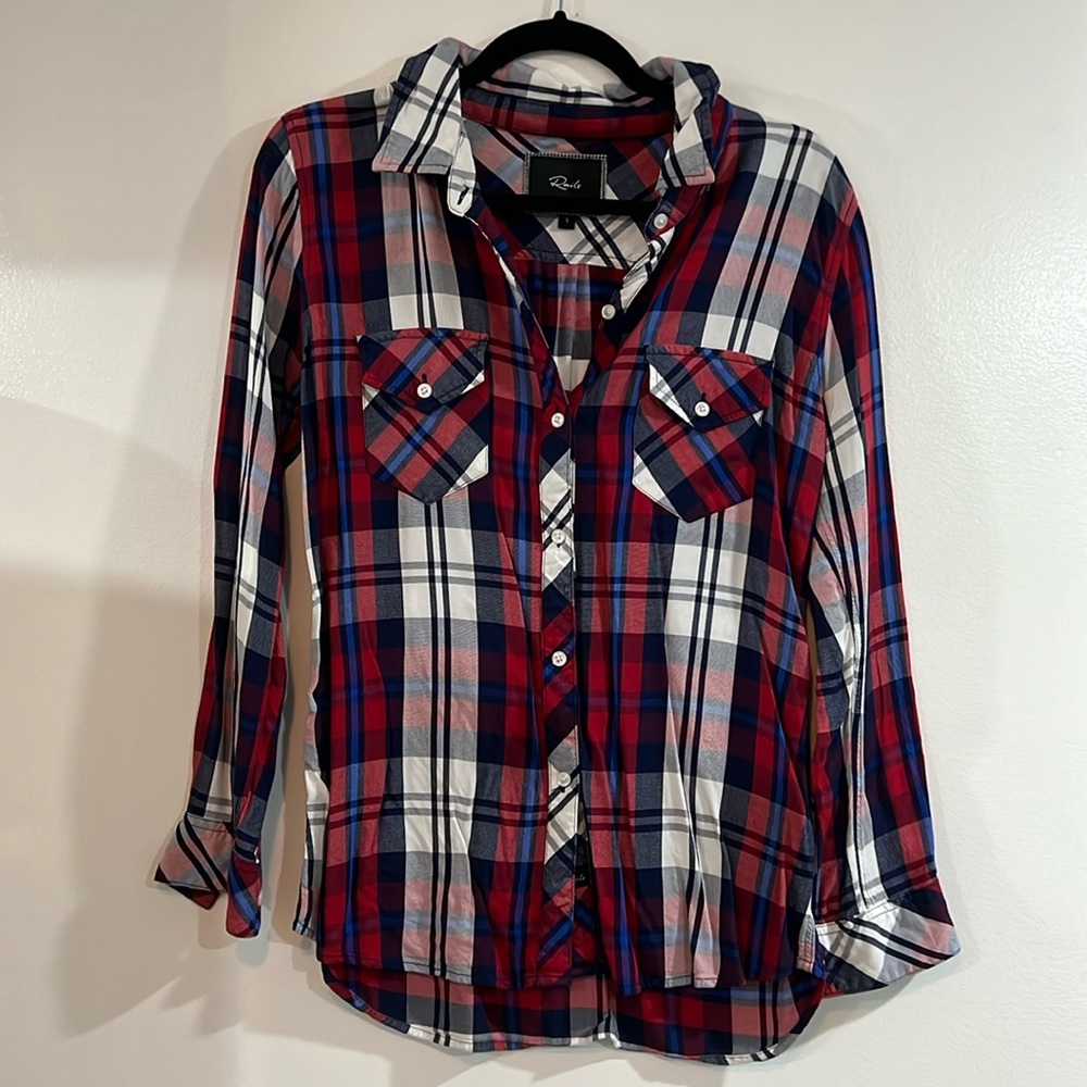 Rails red white and blue button down, size small